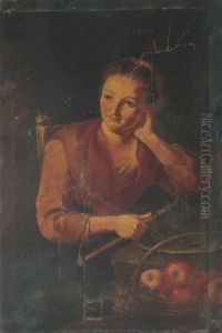 Portrait Of A Girl, Seated At A Table Holding A Balance, A Still Life Of Apples And Grapes In The Foreground by Giacomo Francesco Cipper