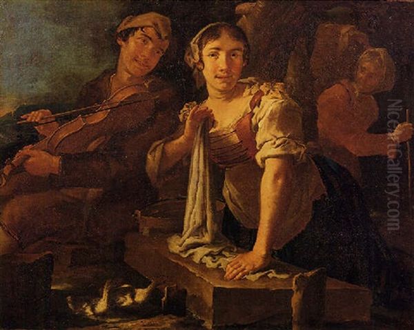 Lavandaia E Suonatore Di Violino - view 1