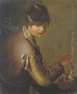 A Peasant Boy Feeding Birds In A Nest A Peasant Boy Feeding Birds In A Nest