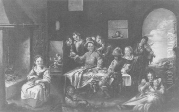 Merry Company During A Feast - view 1