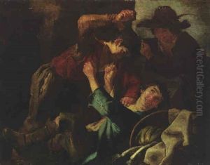 Three Boys Brawling