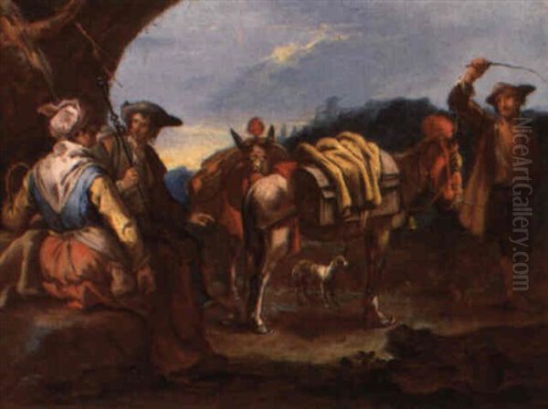 Paesaggio Con Figure E Asini (landschaft Mit Rastenden Eseltreibern) - view 1