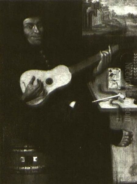 Man Playing A Guitar At A Table, Possibly An Allegory Of The Senses - view 1