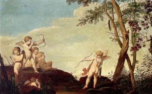 A Coastal Landscape With Cherubs At Play