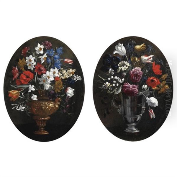 Nature Morte Con Vasi Di Fiori (pair) - view 1