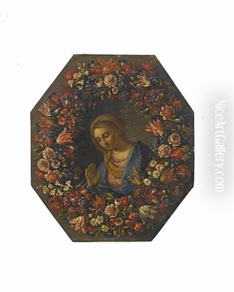 The Annunciation Within A Garland Of Flowers (pair) - view 1