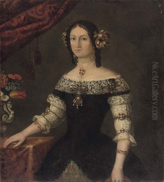 Portrait Of A Lady Her Right Hand Resting On A Book - view 1