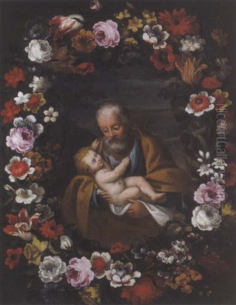Der Heilige Josef Im Blumenkranz (ghirlanda Florale Con San Giuseppe Col Gesu Bambino) - view 1