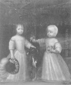 Portrait De Deux Enfants De La Famille Turinetti by Pier Francesco Cittadini