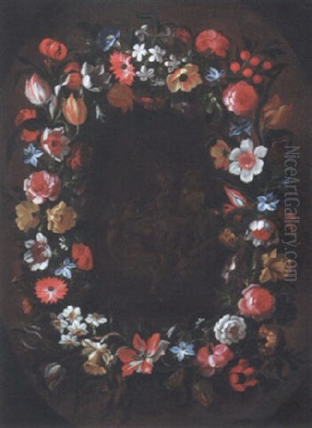 Bacchus With Attendants, Encircled By A Garland Of Flowers - view 1
