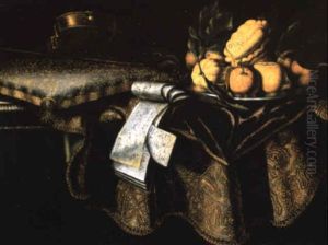 Nature Morte Aux Citrons, Coings, Partition Et Violon Sur Un Tapis