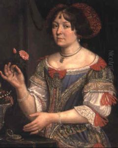 Portrait Of A Lady In A Blue And Red Dress Portrait Of A Lady In A Blue And Red Dress