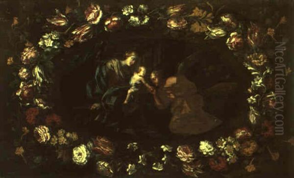 The Madonna And Child With An Angel Surrounded By A Garland Of Flowers - view 1