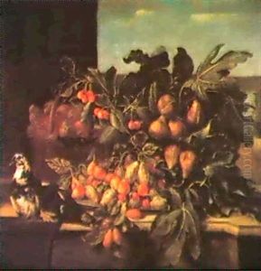 Natura Morta Di Frutta Con Cesto Di Fichi