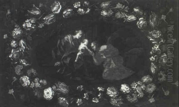 The Madonna And Child With An Angel Surrounded By Garlands Of Flowers - view 1