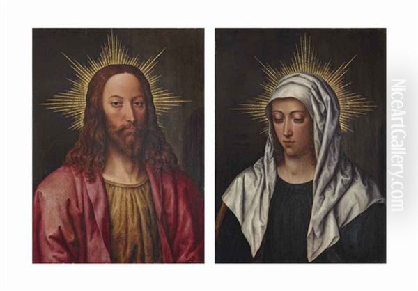 La Vierge Mater Dei; Le Christ En Salvator Mundi (pair) - view 1