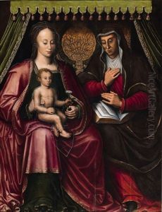 The Virgin And Child With Saint Anne by Anthuenis Claeissins