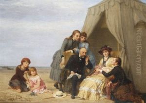 Familie Am Strand by Constant Guillaume Claes