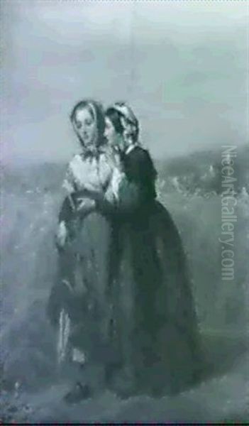 The Shared Secret/a Genre Scene With Two Young Women By A Wheat Field - view 1