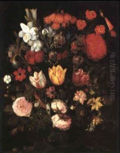 Groses Blumenstilleben, Links Unten Ein Frosch, Rechts Eine Eidechse by Anthony Claesz the Younger