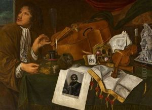 Vanitas Still Life With Musical Instruments by Jacques Grief De Claeuw