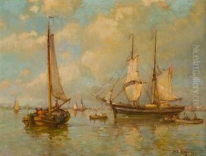 Bateaux Sur Le Bas-escaut by Paul-Jean Claeys