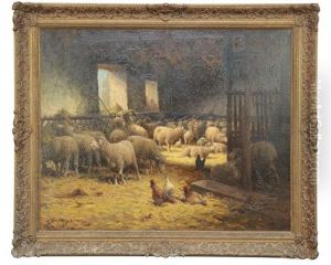 Charles Clair Oil Painting Of Sheep