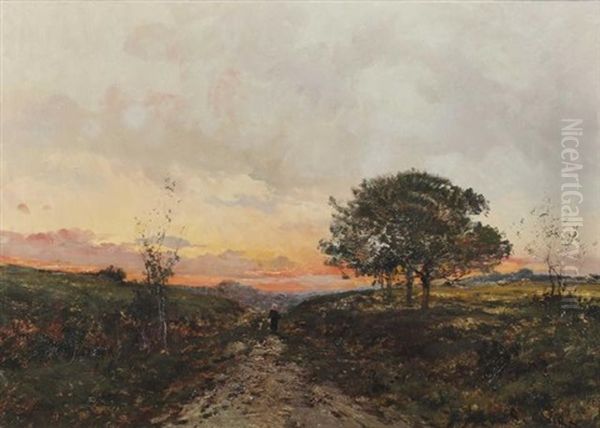 Femme Sur Un Chemin, Au Couchant - view 1