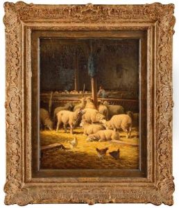 Poules Et Moutons A La Bergerie