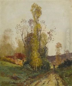 Landschaft Mit Bauerin Bei Einem Gehoft by Charles H. Clair
