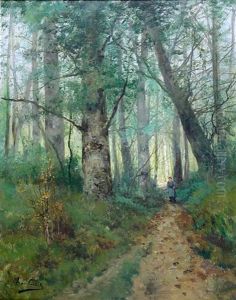 Reisigsammlerin Auf Dem Waldweg