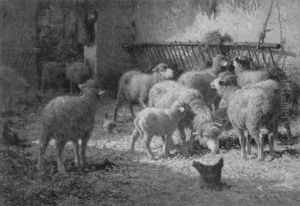 Schafe Im Stall by Charles H. Clair