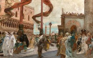 Venise, Scene De Carnaval Sur La Piazzetta