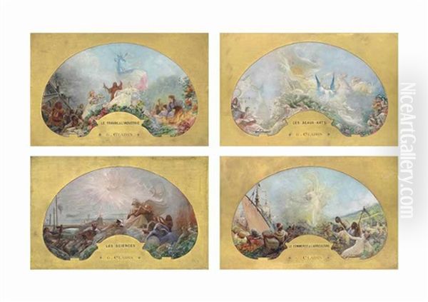 Four Allegorical Compositions: Le Travail & L'industrie; Le Commerce & L'agriculture; Les Sciences; And Les Beaux-arts - view 1