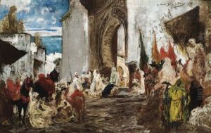 Entree A La Mosquee Du Cheik Du Ouassam A Tetouan by Georges Jules Victor Clairin