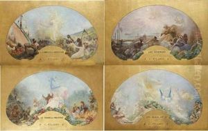 Le Commerce Et L'agriculture (+3 Others; 4 Works) by Georges Jules Victor Clairin