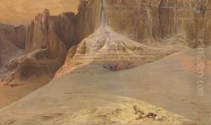 Mountains At Thebes, West Bank Of The Nile by Georges Jules Victor Clairin