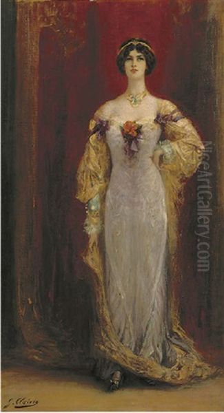 Portrait Of Cleo De Merode In A Lilac And Yellow Dress - view 1