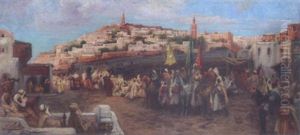 Au Coeur De La Cite, Preparatifs Avant Le Depart Du Convoi by Georges Jules Victor Clairin