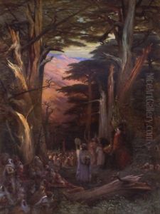 Abd-el-kader Exhortant Ses Troupes Dans La Foret Des Cedres De Teniet El Haad En 1842