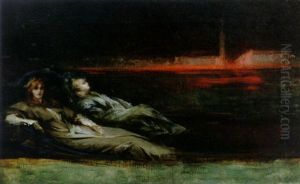 Sarah Bernhardt In A Gondola, Venice by Georges Jules Victor Clairin