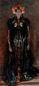 A Portrait Of Sarah Bernhardt by Georges Jules Victor Clairin