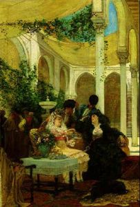 A Sevilian Courtyard by Georges Jules Victor Clairin