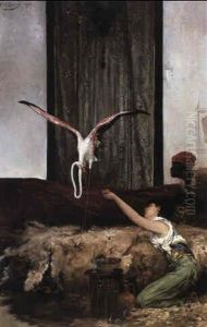 Feeding The Flamingo by Georges Jules Victor Clairin