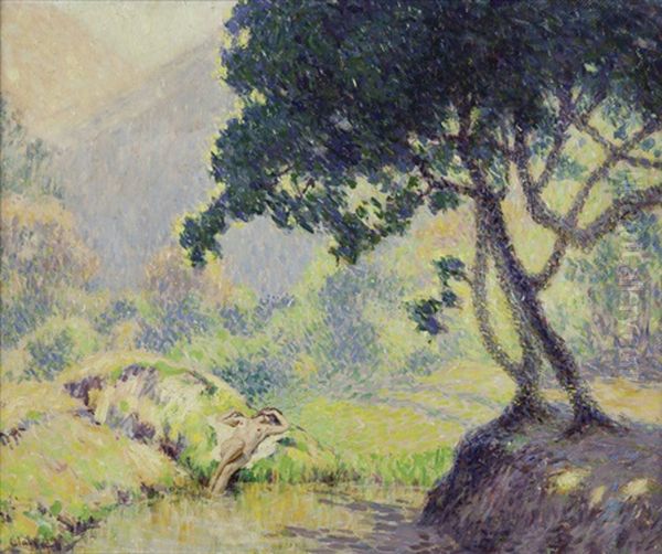 Reclining Female Nude On A Water Bank - view 1