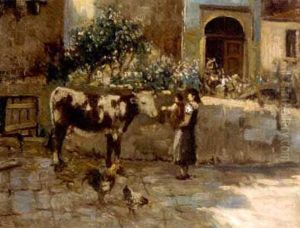 The Milk Maiden With A Child by William Henry Clapp