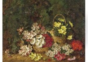 Bird's Nest And Flowers On A Mossy Bank