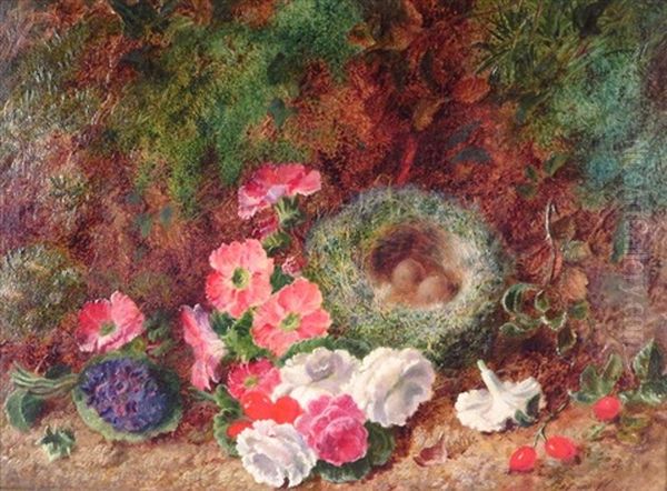 Pair Of Still Lifes With Flowers & Bird Nests - view 1