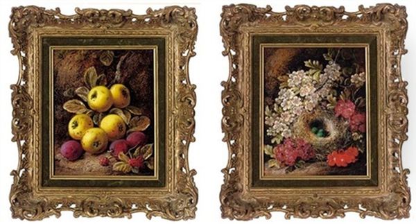 Apple Blossom, A Bird's Nest With Eggs On A Mossy Bank (+ Apples, Plums And Raspberries On A Mossy Bank; 2 Works) - view 1