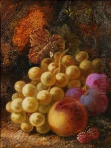 Still Life With Grapes, Plums, Peaches And Raspberries A Plein Air by George Clare